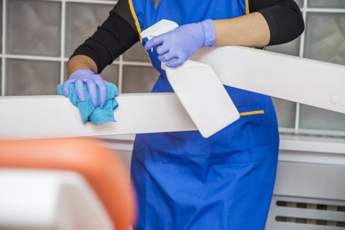 Supervisor checking a tidy and hazard-free cleaning environment